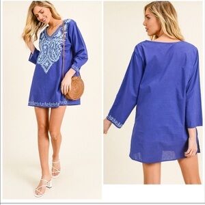 Montrez colbalt blue V-neck beach boho dress